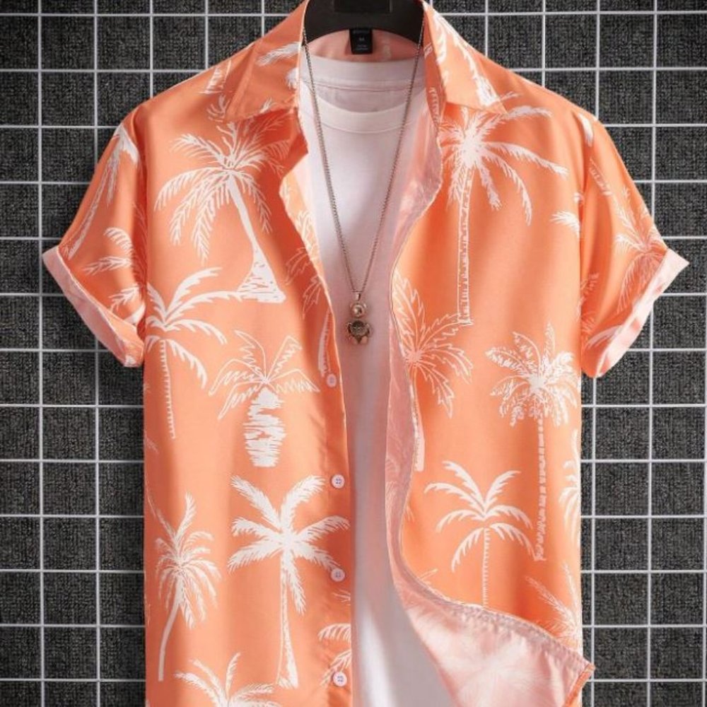 ROMWE Prep Men Tropical Graphic Shirt Without Tee